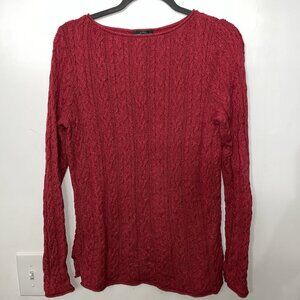 LAUREN RALPH LAUREN Cable Knit Long Sleeve Cotton Sweater Very Soft Size Large